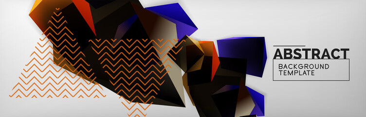 Fototapeta premium Dark 3d triangular low poly shapes abstract background