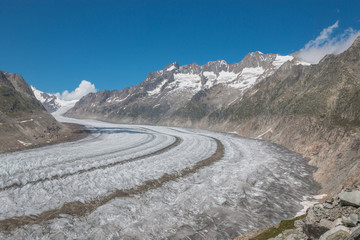 Mountains scenes, walk through the great Aletsch Glacier