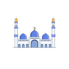 Blue Dome Mosque Vector Icon Illustration