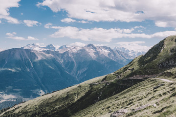 View closeup mountains scenes, route great Aletsch Glacier