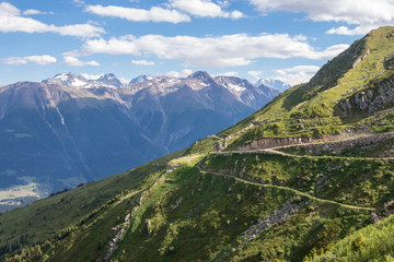 Naklejka premium View closeup mountains scenes, route great Aletsch Glacier