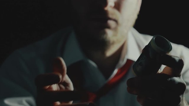 concept or image of bribe taker and corruption, illegal business in darkness