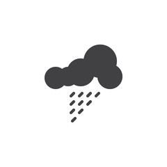 Fototapeta na wymiar Cloud and rain drops vector icon. filled flat sign for mobile concept and web design. Rainy cloud simple solid icon. Weather symbol, logo illustration. Pixel perfect vector graphics