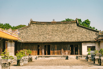 Hue, Vietnam - February 11 2019: Tomb and gardens of Tu Duc emperor in Hue, Vietnam - A UNESCO World Heritage Site