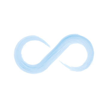 Blue infinity symbol icon. Hand drawn watercolor vectori illustration