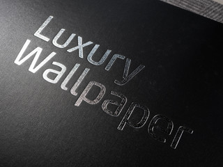 Fototapeta premium Luxury wallpaper silver text on black material background 