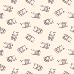 doodle pattern vintage camera, vector