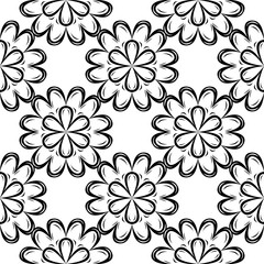 Black and white floral seamless pattern