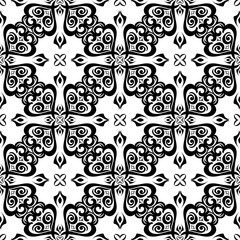 Floral seamless pattern. Black and white decorative background