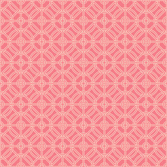 Seamless geometric pattern. Beige mixed geometric shapes on pink background