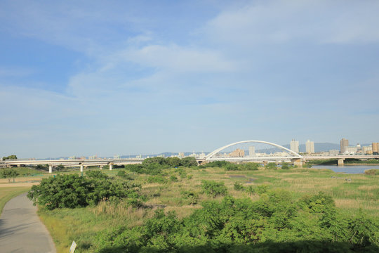 a train leave the Himeji station japn