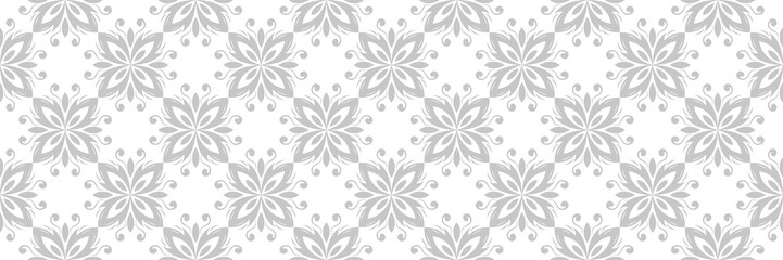 Gray floral seamless pattern. On white background
