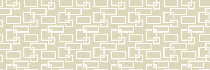 Geometric seamless pattern. Square white design on long olive green background