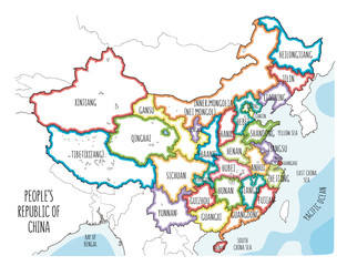 Obraz premium Colorful sketch illustration with all regions