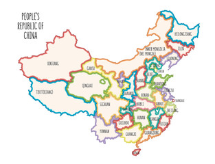 Colorful sketch illustration with all regions