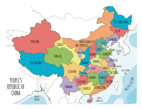 Colorful sketch illustration with all regions