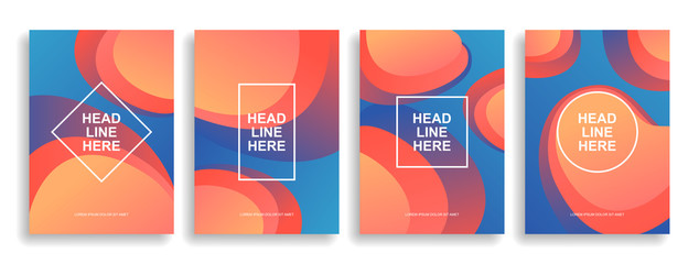 A collection of colorful covers. Wavy shapes with gradient. Modern design. Eps10 vector