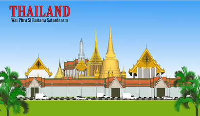 Naklejka premium Vector Phra Kaew Temple