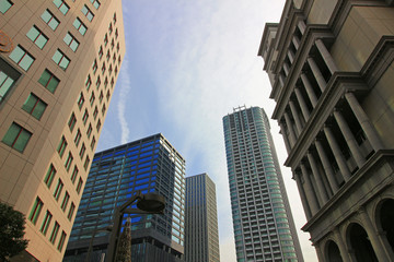 Fototapeta na wymiar Buildings of various designs to be built in Tokyo