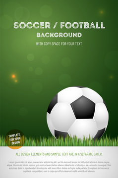 Fototapeta Template for your soccer football poster with ball