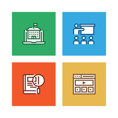ONLINE EDUCATION LINE ICON SET