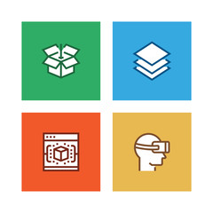 3D PRINTING AND MODELLING LINE ICON SET