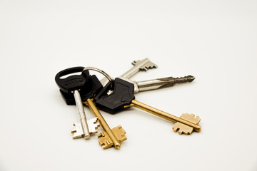 bunch of keys isolated on white background