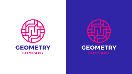 Geometric Logotype template, positive and negative variant, corporate identity for brands, circle product logo