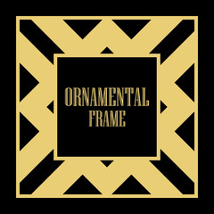 Art Deco vintage ornamental retro border frame. Old retro art deco element for vintage design. Retro art deco style.