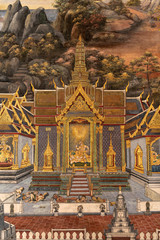 Gold palace in Wat Phra Kaew mural