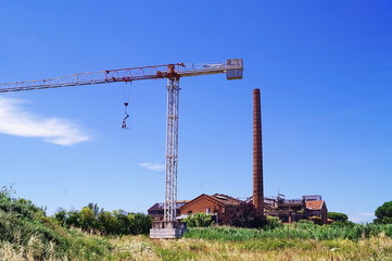 Fototapeta na wymiar Abandoned sugar factory in Cecina, Tuscany, Italy