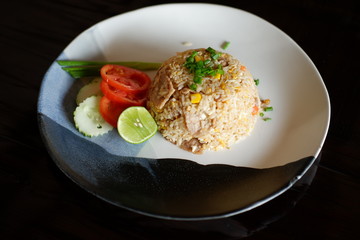 Chinese fried rice on table