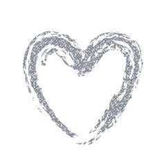 Fototapeta na wymiar Silver Glitter Heart Pattern. Vector Shape.