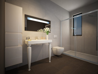 Bathroom concept design. 3d rendering.