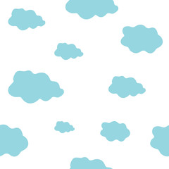 Cute vector seamless ethereal clouds pattern. 