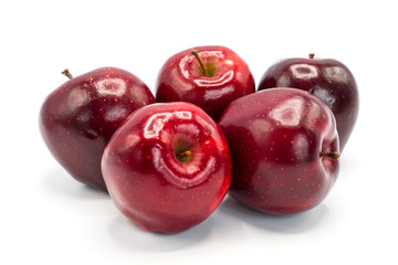 Red apples on white background