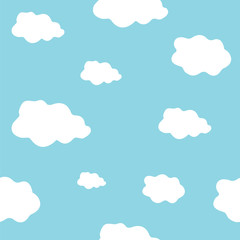 Cute vector seamless ethereal clouds pattern. 