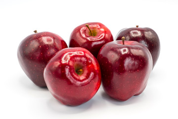 red apples on white background.