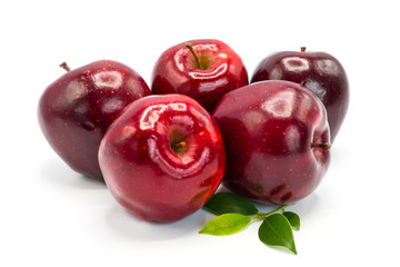 Red apples on white background