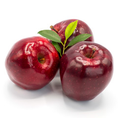 Red apples on white background