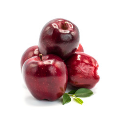 Red apples on white background