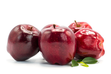Red apples on white background