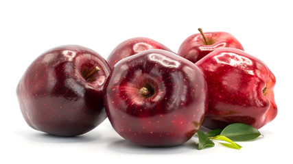 Red apples on white background