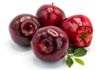 Red apples on white background