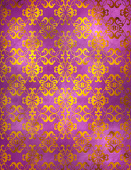 Abstract hand-drawn textured background of bright lilac, violet color, with waves divorces, curls.