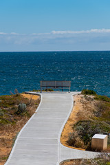 Bench looking outwards to the ocean at a scenic lookout at Dynamite Bay in Green Head Western Australia