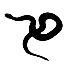 snake crawling, black silhouette in isolation