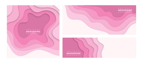 Abstract papercut template for banners, flyers, backgrounds. Pastel pink illustration for web and printing.