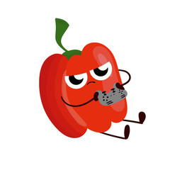 Funny cartoon red pepper drawing illustration isolated