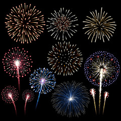 Fototapeta premium Big set of isolated fireworks